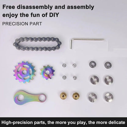 Bike Chain Sprocket-Inspired Fidget Spinner Toy for Stress Relief, Focus Improvement, and Muscle Stimulation for Ages 8+ Years