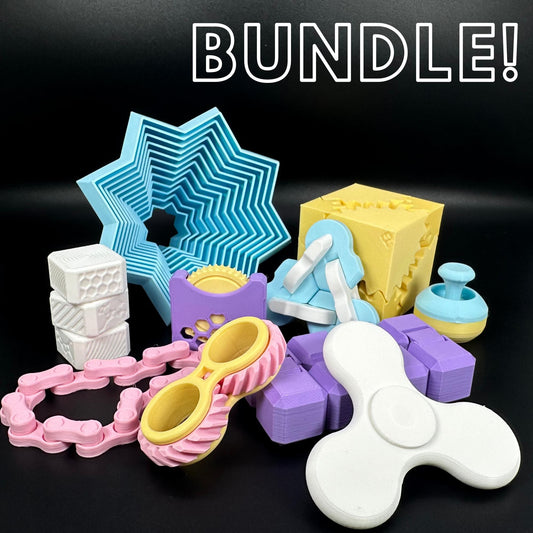 3D Printed Fidget Bundle - Various Toys and Gadgets Perfect for Kids and Adults, Colorful, Fun, Gift, Present, Quiet, Smooth, Star, Infinity