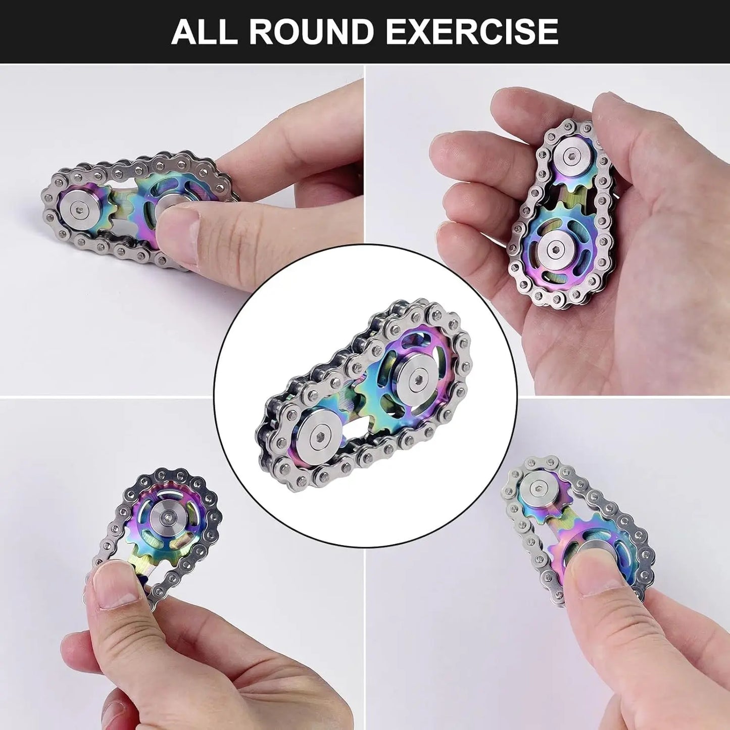 Bike Chain Sprocket-Inspired Fidget Spinner Toy for Stress Relief, Focus Improvement, and Muscle Stimulation for Ages 8+ Years