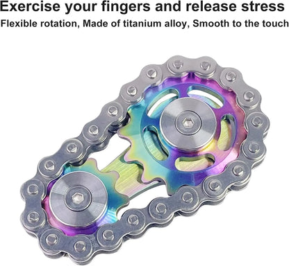 Bike Chain Sprocket-Inspired Fidget Spinner Toy for Stress Relief, Focus Improvement, and Muscle Stimulation for Ages 8+ Years