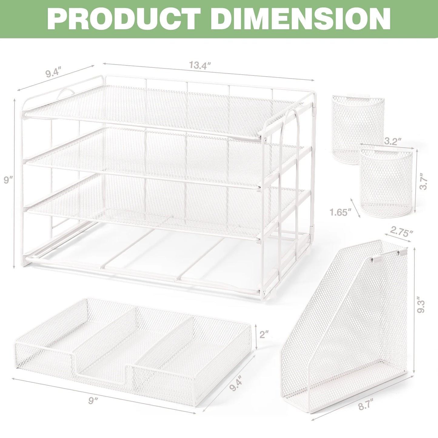 Desktop Organizer 4-Tier Desk Organizers Sets and Storage, File Organizers for Desk Drawer Organizer, Paper Organizer for Desk (White)