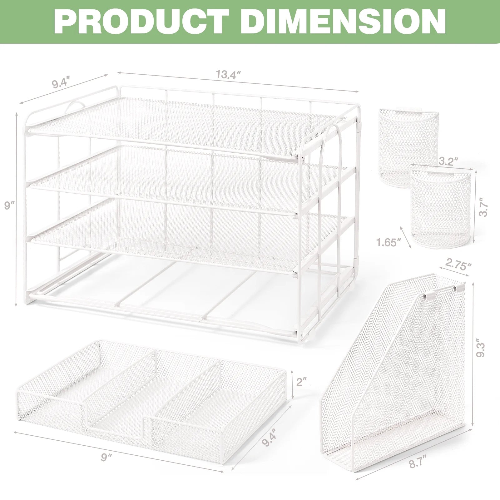 Desktop Organizer 4-Tier Desk Organizers Sets and Storage, File Organizers for Desk Drawer Organizer, Paper Organizer for Desk (White)