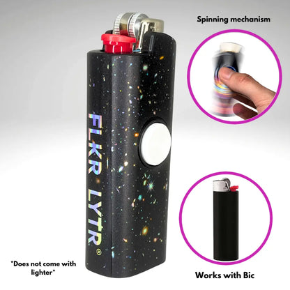 FLKR LYTR: Hubble Space Fidget Spinning Lighter Case, Works with BIC, High Quality Polypropylene Body for Durability