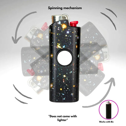 FLKR LYTR: Hubble Space Fidget Spinning Lighter Case, Works with BIC, High Quality Polypropylene Body for Durability