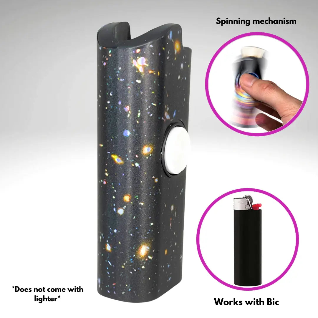 FLKR LYTR: Hubble Space Fidget Spinning Lighter Case, Works with BIC, High Quality Polypropylene Body for Durability