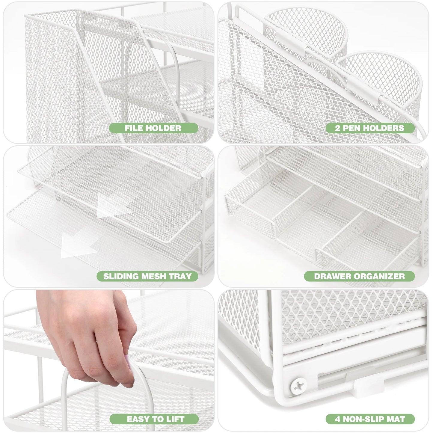 Desktop Organizer 4-Tier Desk Organizers Sets and Storage, File Organizers for Desk Drawer Organizer, Paper Organizer for Desk (White)