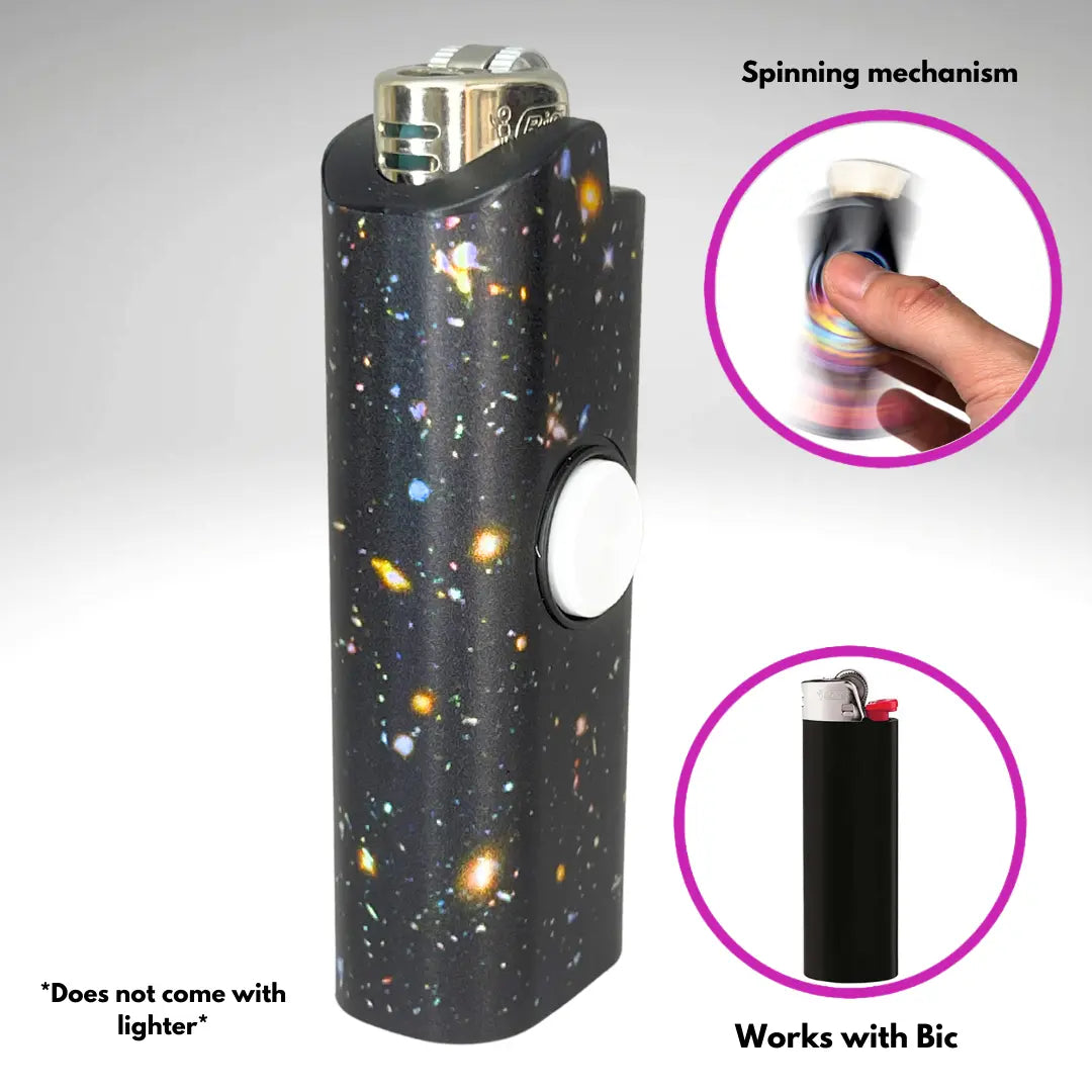 FLKR LYTR: Hubble Space Fidget Spinning Lighter Case, Works with BIC, High Quality Polypropylene Body for Durability