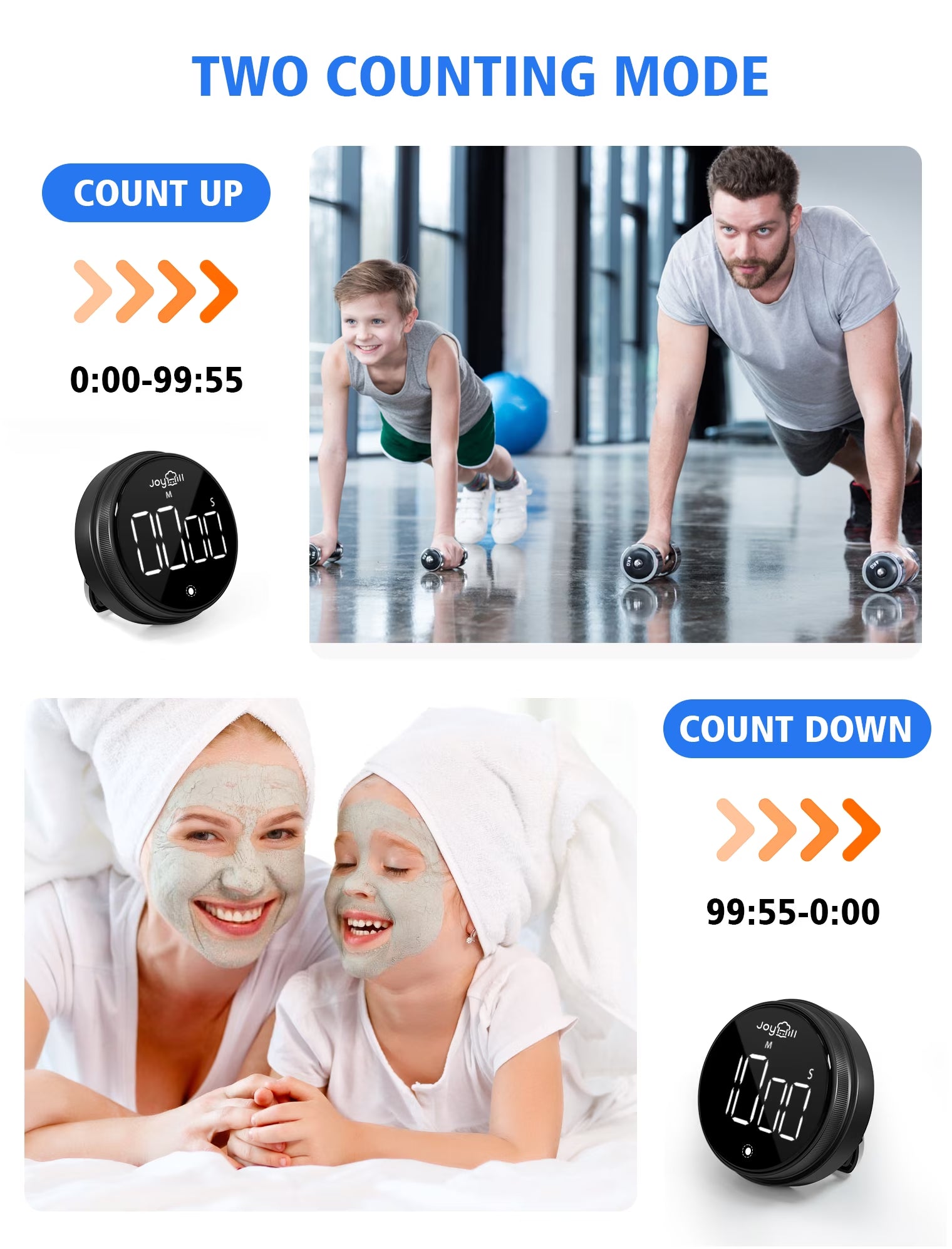 Digital Kitchen Timer, 2 Pack Magnetic Timer with Large LED Display Screen, 3 Volume Levels, Ideal for Cooking Baking Teaching Fitness, Red