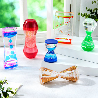 6-Pack Sensory Tubes Fidget Toys for Kids with Autism, Calming Water Sensory Bottles, Silent Fidget for Classroom, Stress Relief Gift for Toddler Birthday Christmas