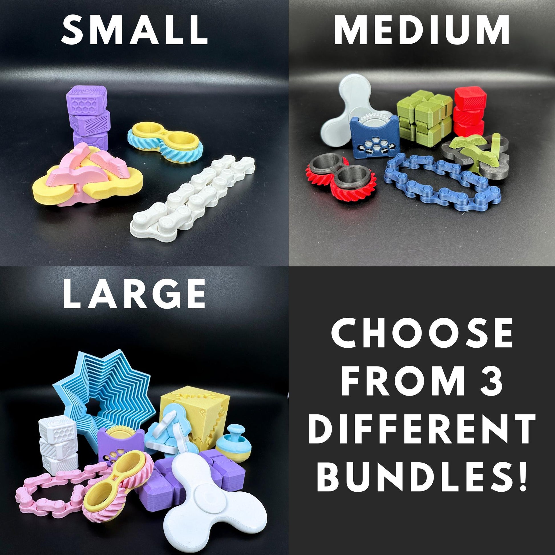 3D Printed Fidget Bundle - Various Toys and Gadgets Perfect for Kids and Adults, Colorful, Fun, Gift, Present, Quiet, Smooth, Star, Infinity