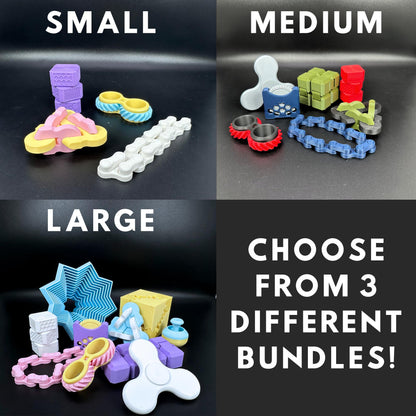 3D Printed Fidget Bundle - Various Toys and Gadgets Perfect for Kids and Adults, Colorful, Fun, Gift, Present, Quiet, Smooth, Star, Infinity