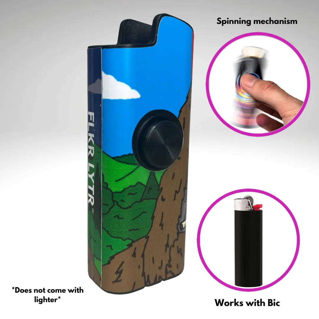 FLKR LYTR Sassy Sasquatch Fidget Spinning Lighter Case Matte Calming Security Protective Cover for Bic Lighters High Quality Polypropylene