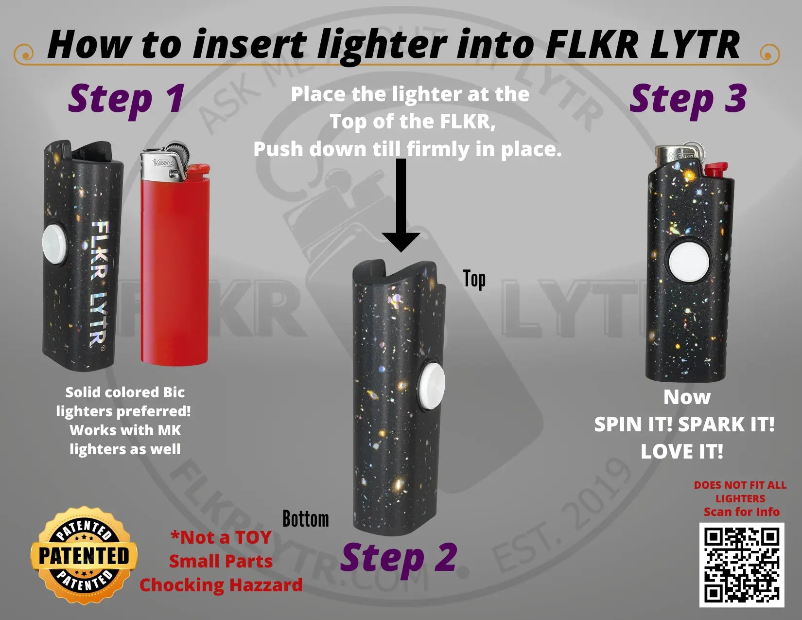 FLKR LYTR: " Blue Towlie" Fidget Spinning Lighter Case White Body, Works with BIC, High Quality Polypropylene Body for Durability