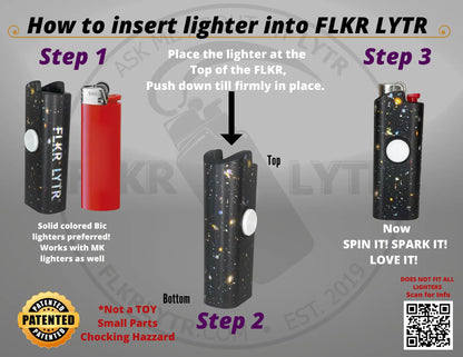 FLKR LYTR: " Blue Towlie" Fidget Spinning Lighter Case White Body, Works with BIC, High Quality Polypropylene Body for Durability