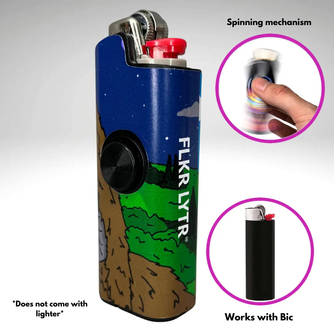 FLKR LYTR Sassy Sasquatch Fidget Spinning Lighter Case Matte Calming Security Protective Cover for Bic Lighters High Quality Polypropylene