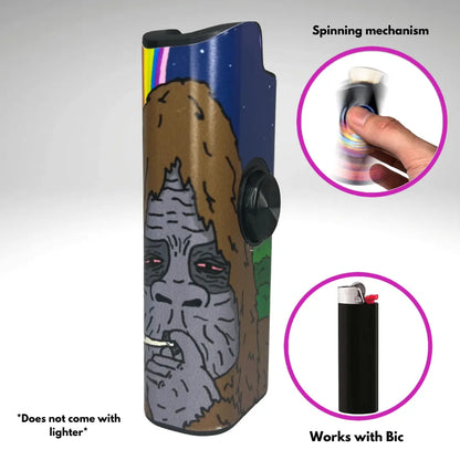 FLKR LYTR Sassy Sasquatch Fidget Spinning Lighter Case Matte Calming Security Protective Cover for Bic Lighters High Quality Polypropylene