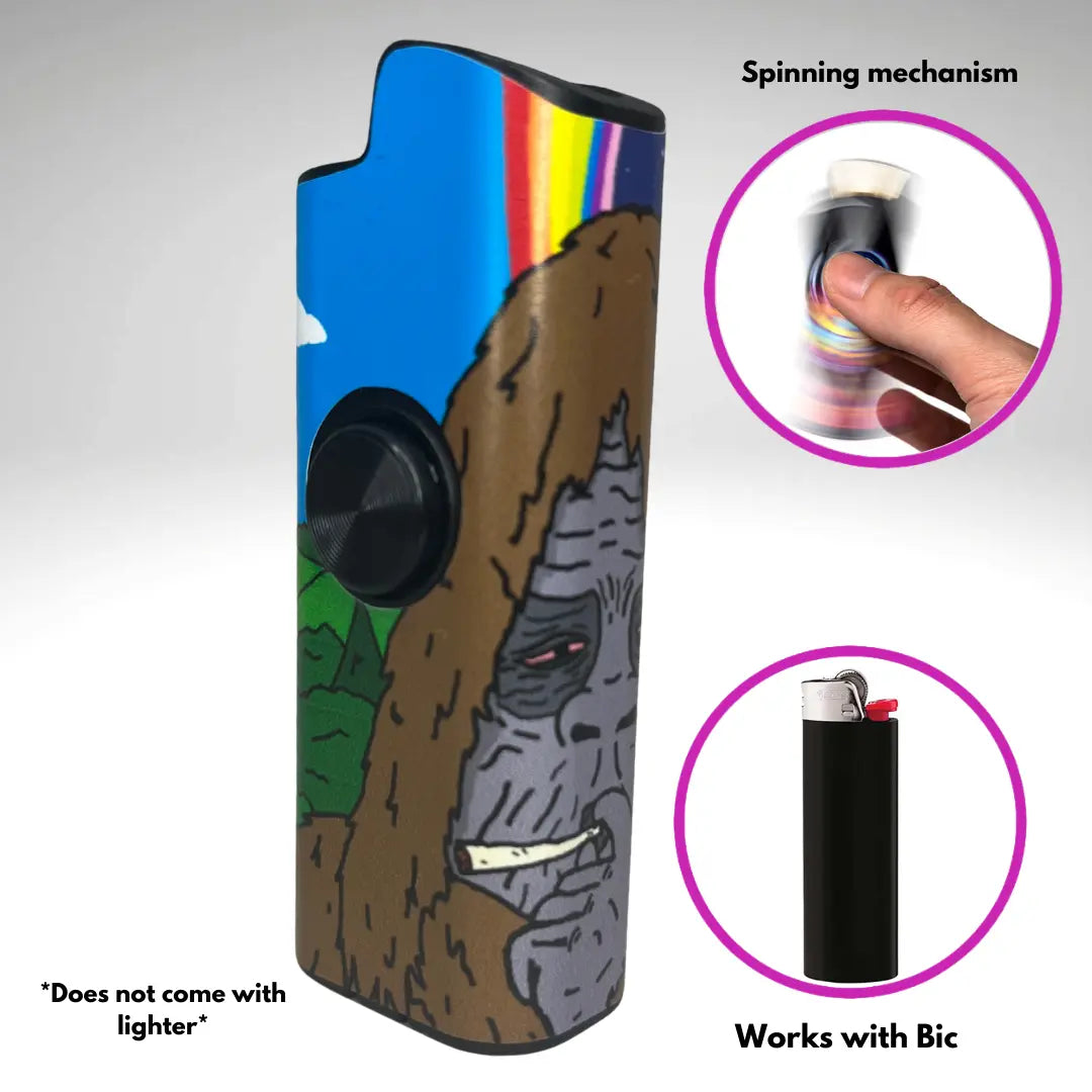 FLKR LYTR Sassy Sasquatch Fidget Spinning Lighter Case Matte Calming Security Protective Cover for Bic Lighters High Quality Polypropylene