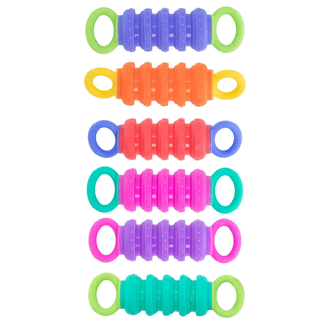 Krumples Fidget Pullys - 6 PACK - Finger Size Fidget Fun for Ages 1+ Made from Food Grade Silicone - Sensory Play Toy for Stress Relief & Focus Enhancement