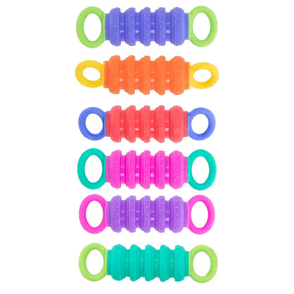 Krumples Fidget Pullys - 6 PACK - Finger Size Fidget Fun for Ages 1+ Made from Food Grade Silicone - Sensory Play Toy for Stress Relief & Focus Enhancement
