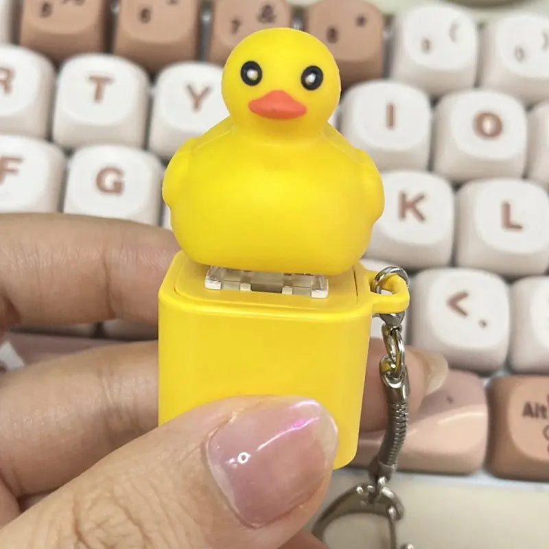 Quacking Duck Keyboard Keychain Button Pinch Music Pendant Funny Fidget Toy for Relaxation (1 Pc)