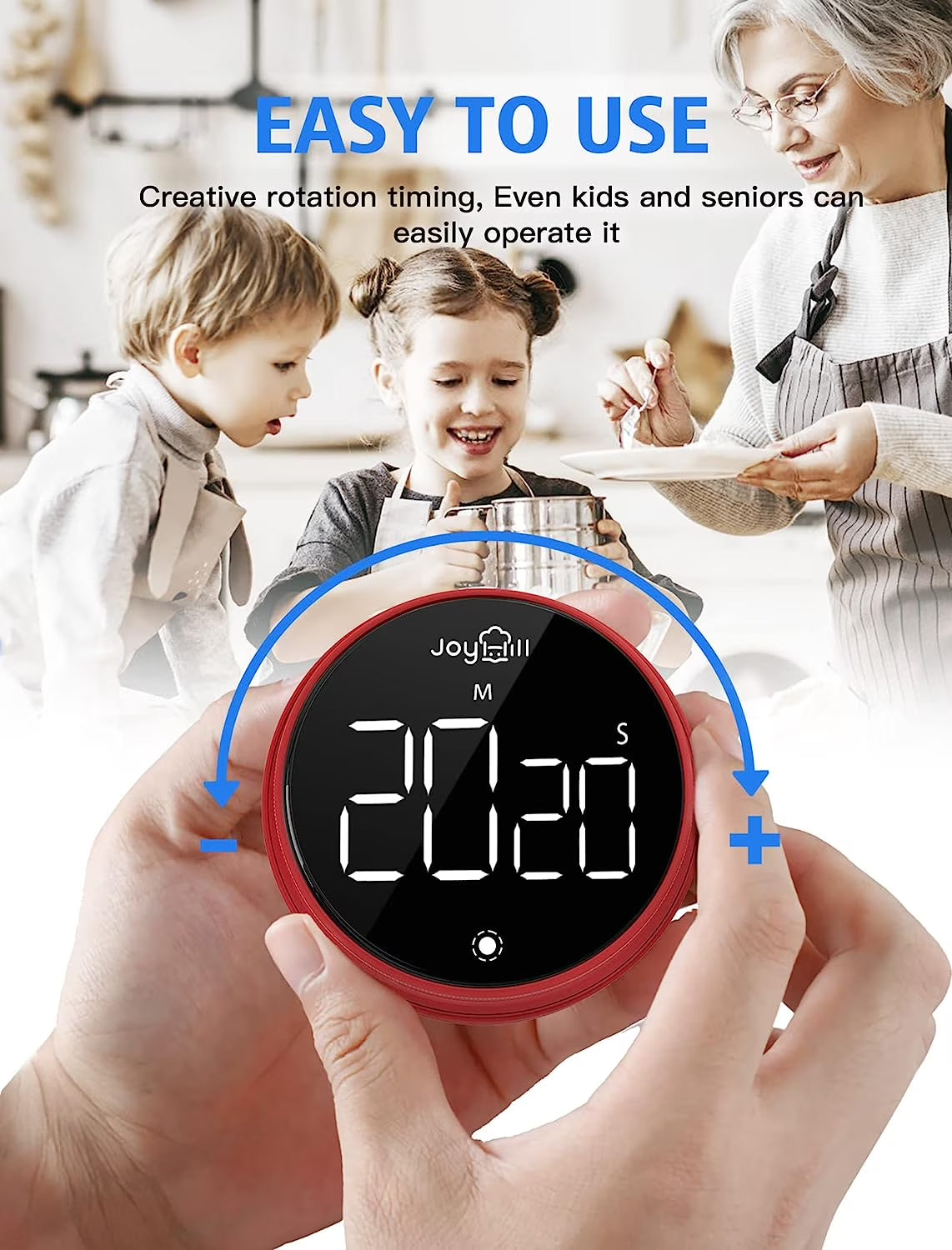 Digital Kitchen Timer, 2 Pack Magnetic Timer with Large LED Display Screen, 3 Volume Levels, Ideal for Cooking Baking Teaching Fitness, Red