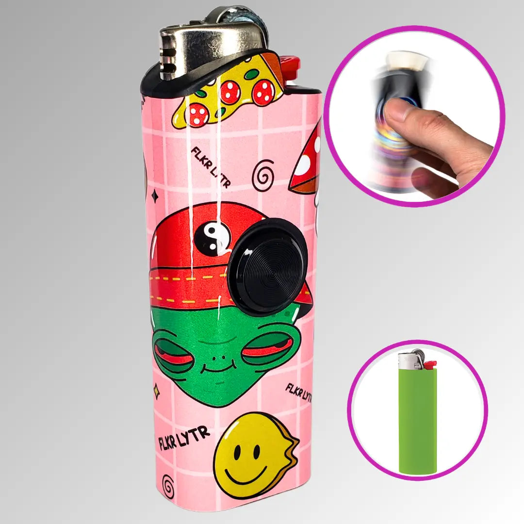FLKR LYTR: High Alien Spinning Lighter Case, Works with BIC, High Quality Polypropylene Body for Durability, Comes with One Hi Alien Design - $9.99 Accessories Cover Matte Lighter