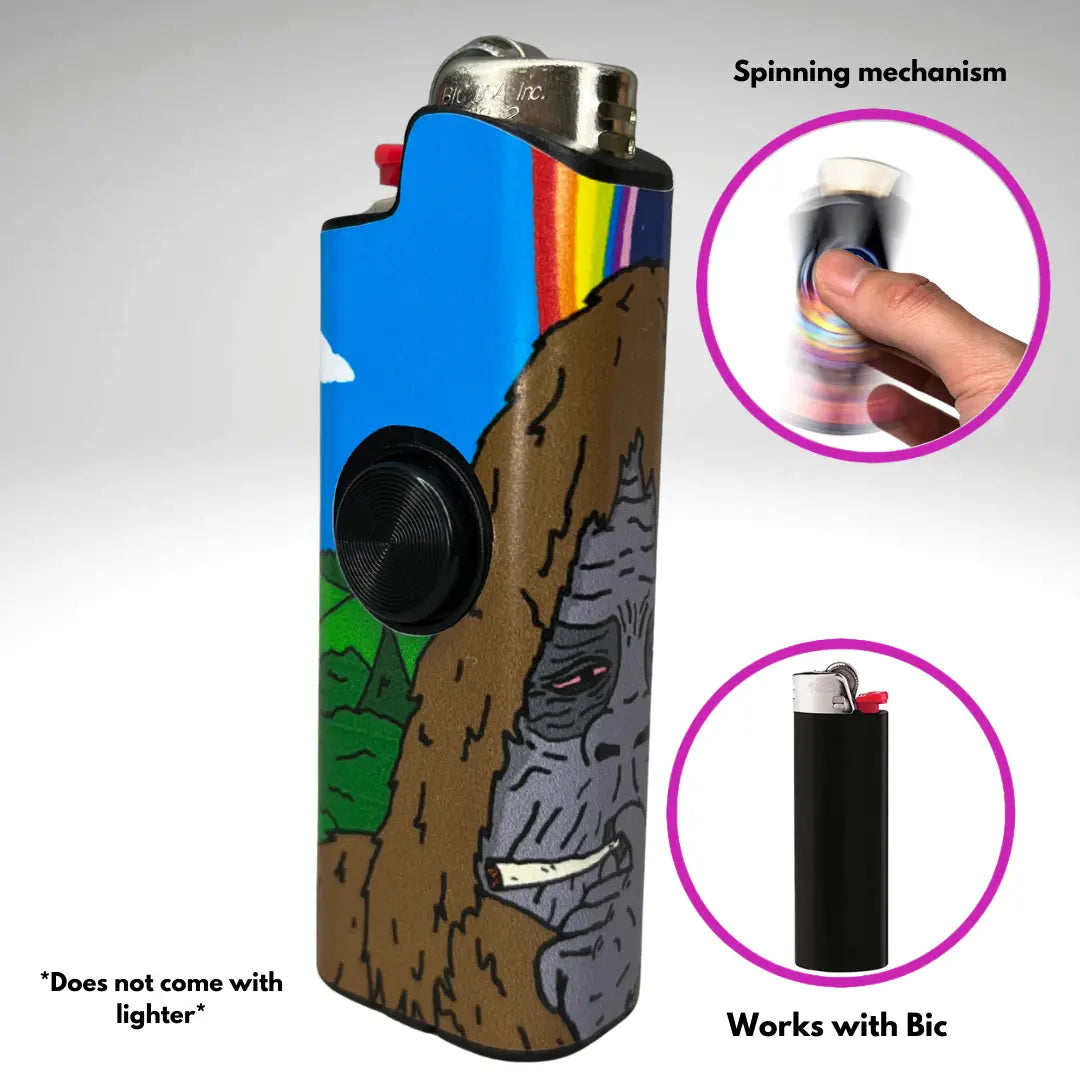 FLKR LYTR Sassy Sasquatch Fidget Spinning Lighter Case Matte Calming Security Protective Cover for Bic Lighters High Quality Polypropylene