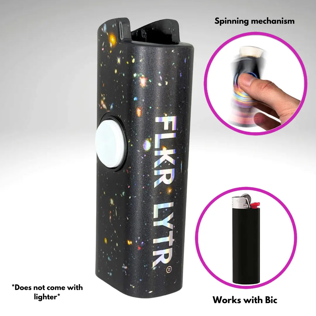 FLKR LYTR: Hubble Space Fidget Spinning Lighter Case, Works with BIC, High Quality Polypropylene Body for Durability