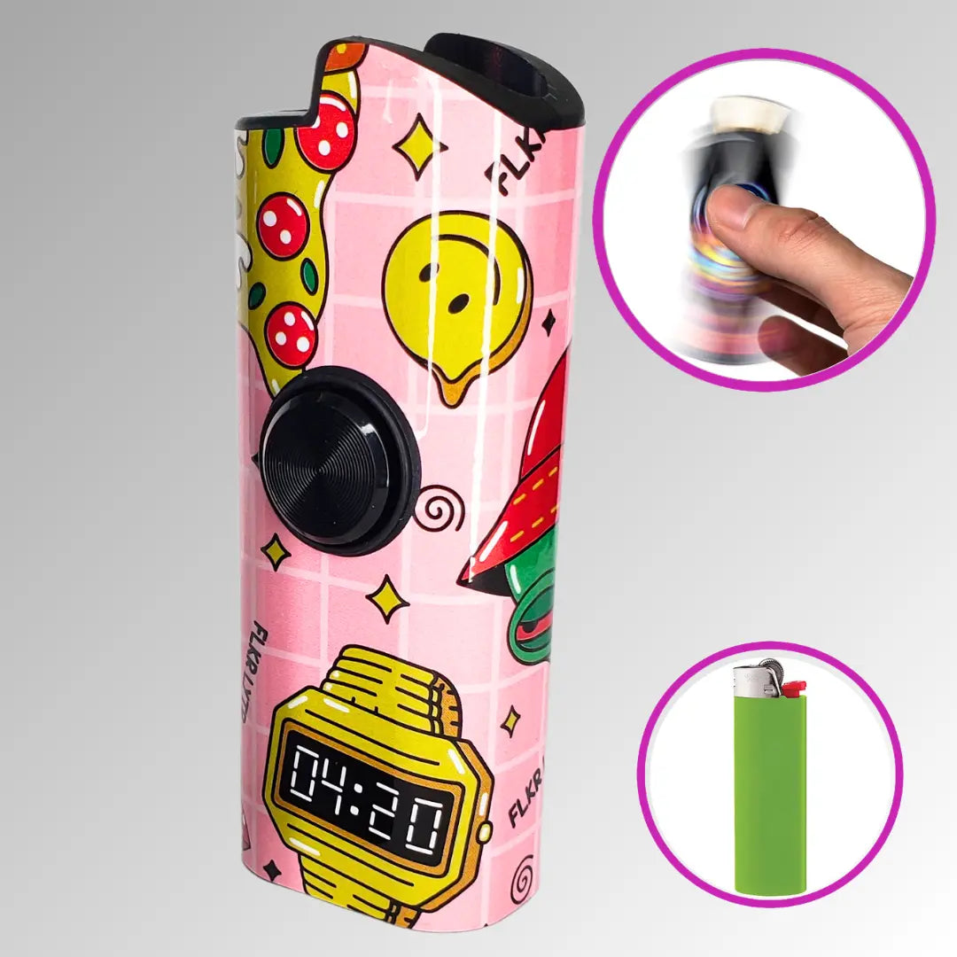 FLKR LYTR: High Alien Spinning Lighter Case, Works with BIC, High Quality Polypropylene Body for Durability, Comes with One Hi Alien Design - $9.99 Accessories Cover Matte Lighter