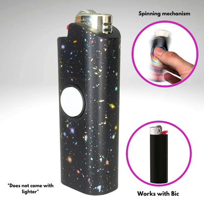 FLKR LYTR: Hubble Space Fidget Spinning Lighter Case, Works with BIC, High Quality Polypropylene Body for Durability
